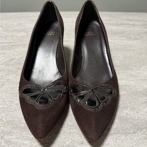 Stuart Weitzman Y2K Vintage Brown Suede Kitten Heel with pointed Toe Size 8.5 N